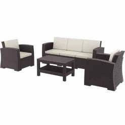 Siesta MONACO BROWN ΣΕΤ 3ΘΕΣΙΟΥ ΚΑΝΑΠΕ ΜΕ ΜΑΞ. ΠΟΛ/ΝΙΟΥ