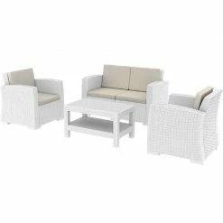 Siesta MONACO WHITE ΣΕΤ 2ΘΕΣΙΟΥ ΚΑΝΑΠΕ ΜΕ ΜΑΞ. ΠΟΛ/ΝΙΟΥ