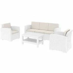 Siesta MONACO WHITE ΣΕΤ 3ΘΕΣΙΟΥ ΚΑΝΑΠΕ ΜΕ ΜΑΞ. ΠΟΛ/ΝΙΟΥ