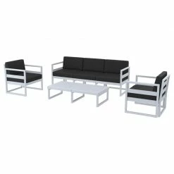 Siesta MYKONOS SET 3ΘΕΣ.SILVER GREY ΜΕ ΜΑΞ.(3ΘΕΣ.+2ΠΟΛ.+ΤΡΑΠ 130εκ.)