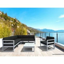 Siesta MYKONOS ΓΩΝΙΑ SET SILVER GREY ΜΕ ΜΑΞΙΛΑΡΙΑ ΠΟΛ/ΝΙΟΥ (+ΤΡΑΠ.65εκ.) -κατάστημα καρεκλών mykonos γωνια set silver grey με μαξιλαρια πολ νιου τραπ65εκ 3