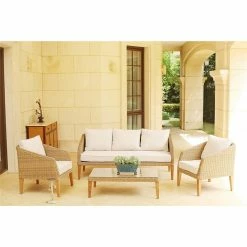 Lianos Rattan Καθιστικό Σέτ 4 Τεμαχίων ,Με Αλουμίνιο Σκελετό 203454