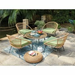 Lianos Rattan Καθιστικό Σετ Με Μεταλλικό Σκελετό ,Σετ 5 Τεμαχίων 203444