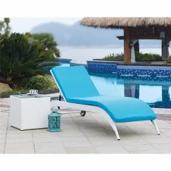 Lianos Rattan Ξαπλώστρα Κήπου Με Αλουμίνιο Σκελετό Και Τραπεζάκι ,Σέτ 2 Τεμαχίων 203451