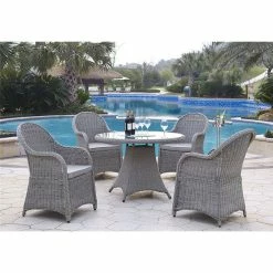 Lianos Rattan Τραπεζαρία Κήπου Με Αλουμίνιο Σκελετό ,Σέτ 5 Τεμαχίων 203456