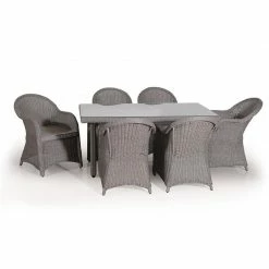 Lianos Rattan Τραπεζαρία Κήπου Σέτ 7 Τεμαχίων ,Με Αλουμίνιο Σκελετό 203458