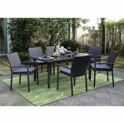 Lianos Rattan Τραπεζαρία Σέτ 7 Τεμαχίων ,Με Μεταλλικό Σκελετό 150 X 90cm 203438