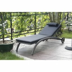 Lianos Ανακλινόμενη Ξαπλώστρα Rattan Με Ρόδες Και Μαξιλάρι 176211