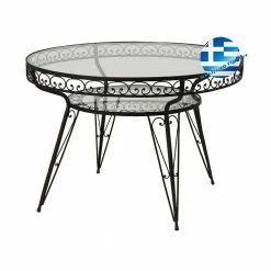 Lianos Γαλβανισμένο Στρογγυλό Τραπέζι Μασίφ Με Μονό Τζάμι 3749 GALVANIZED