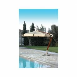 Lianos Γωνιακή Στρογγυλή Ομπρέλα Με Ξύλινο Κορμό 155522