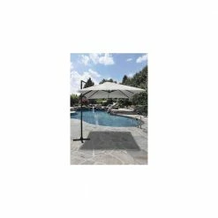 Lianos Γωνιακή Στρογγυλή Ομπρέλα Περιστρεφόμενη 360° Με Αλουμίνιο Κορμό 186745 ROMAN