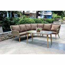 Lianos Γωνιακό Καθιστικό Σέτ Rattan 3 Τεμαχίων BR068 TULIP