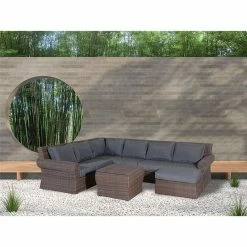 Lianos Γωνιακό Καθιστικό Σέτ Rattan Με Αλουμίνιο Σκελετό,Σέτ 8 Τεμαχίων 203457