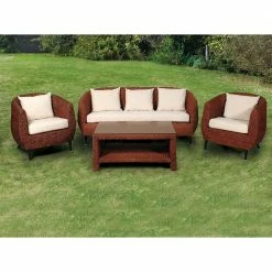 Lianos Καθιστικό Σέτ 4 Τεμαχίων Υδρουακυνθου 100149-180 DARK SET