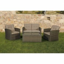 Lianos Καθιστικό Σέτ Rattan 4 Τεμαχίων 166121