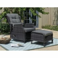 Lianos Καθιστικό Σέτ Rattan Με Αλουμίνιο Σκελετό ,Σέτ 2 Τεμαχίων 203459