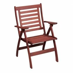 Lianos Ξύλινη Πτυσσόμενη Πολυθρόνα Χαμηλής Πλάτης Με 3 Θέσεις Red Shorea C4086ML-R