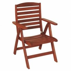 Lianos Ξύλινη Πτυσσόμενη Πολυθρόνα Χαμηλής Πλάτης Με 5 Θέσεις ,Red Shorea 203465