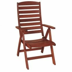 Lianos Ξύλινη Ψηλόπλατη Πτυσσόμενη Πολυθρόνα 5 Θέσεων ,Red Shorea 203464