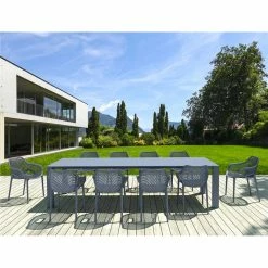 Siesta Σετ Τραπεζαρίας 11τμχ Vegas Air XL Dark Grey 100X260/300Χ75εκ.