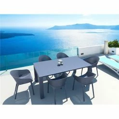 Siesta Σετ Τραπεζαρίας 7τμχ Vegas Sky Dark Grey 100X180/220Χ75εκ.