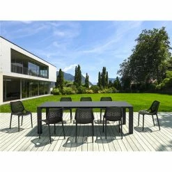 Siesta Σετ Τραπεζαρίας 9τμχ Vegas Air Dark Grey 100X260/300Χ75εκ. -κατάστημα καρεκλών σετ τραπεζαρίας 9τμχ vegas air dark grey 100x260 300χ75εκ 2