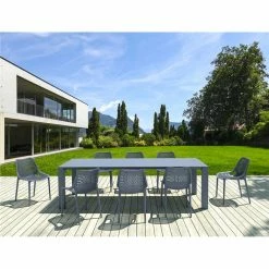 Siesta Σετ Τραπεζαρίας 9τμχ Vegas Air Dark Grey 100X260/300Χ75εκ.