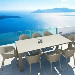 Siesta Σετ Τραπεζαρίας 9τμχ Vegas Sky Taupe 100X180/220Χ75εκ.