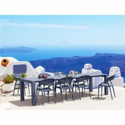 Siesta Σετ Τραπεζαρίας 9τμχ Vegas Sunset Dark Grey 100X260/300Χ75εκ.