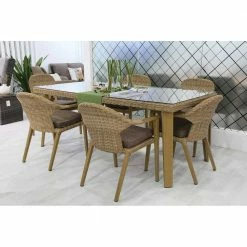 Lianos Τραπεζαρία Rattan Σέτ 7 Τεμαχίων 176212